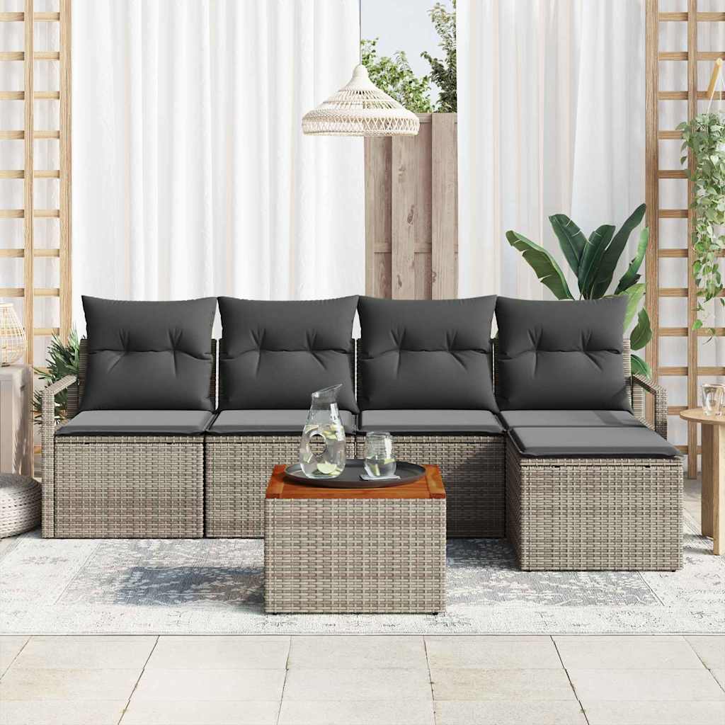 Set Divano da Giardino 6 pcs Grigio polyrattan | homemem39