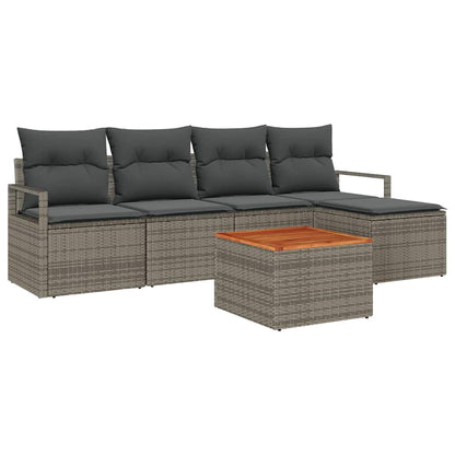 Set Divano da Giardino 6 pcs Grigio polyrattan | homemem39