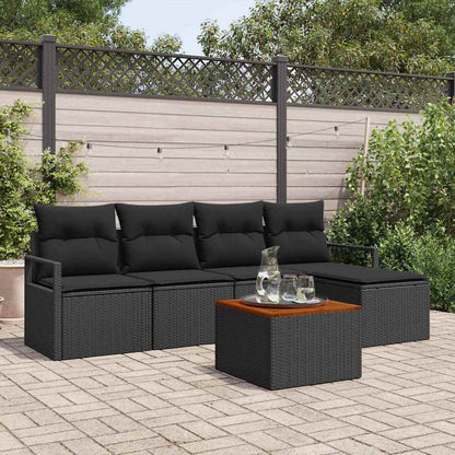 Set Divano da Giardino con archiviazione 6 pcs Nero polyrattan | homemem39