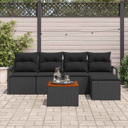Set Divano da Giardino con archiviazione 6 pcs Nero polyrattan | homemem39