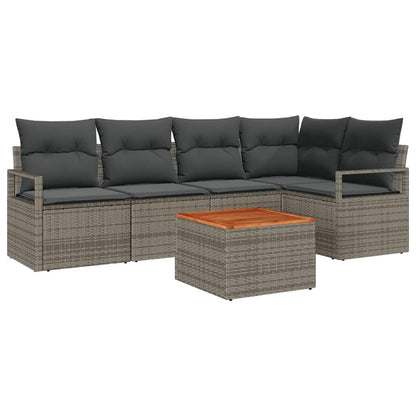 Set Divano da Giardino 6 pcs Grigio polyrattan | homemem39