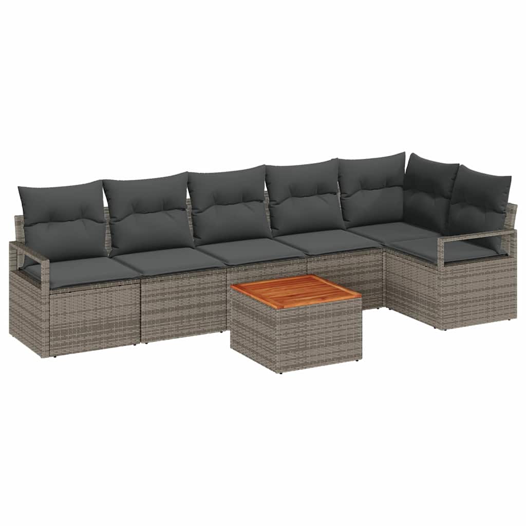 Set Divano da Giardino 7 pcs Grigio polyrattan | homemem39