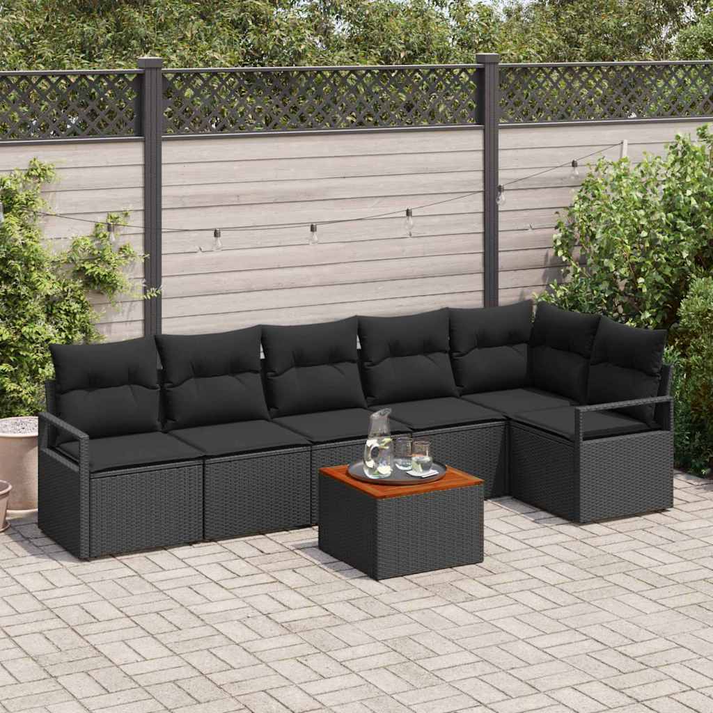 Set Divano da Giardino con archiviazione 7 pcs Nero polyrattan | homemem39