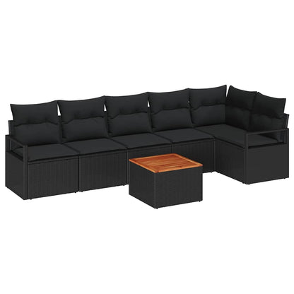 Set Divano da Giardino con archiviazione 7 pcs Nero polyrattan | homemem39