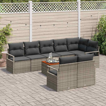 Set Divano da Giardino 9 pcs Grigio polyrattan
