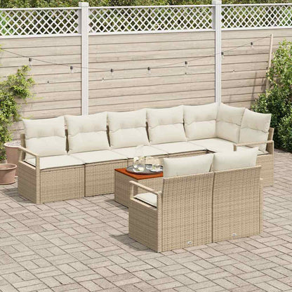 Set Divano da Giardino 9 pcs Beige e Crema polyrattan | homemem39