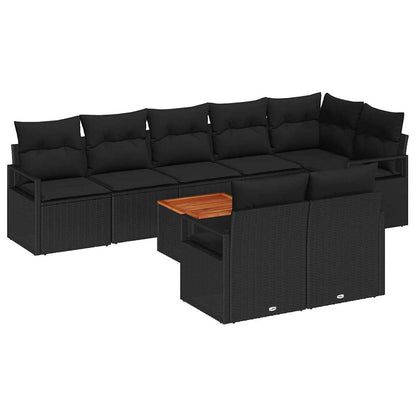 Set Divano da Giardino con archiviazione 9 pcs Nero polyrattan | homemem39