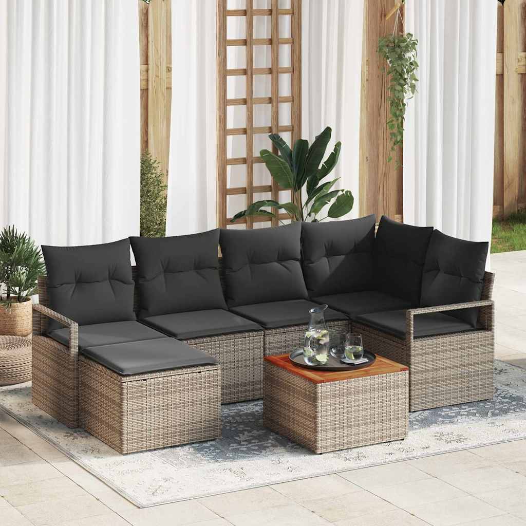 Set Divano da Giardino 7 pcs Grigio polyrattan | homemem39