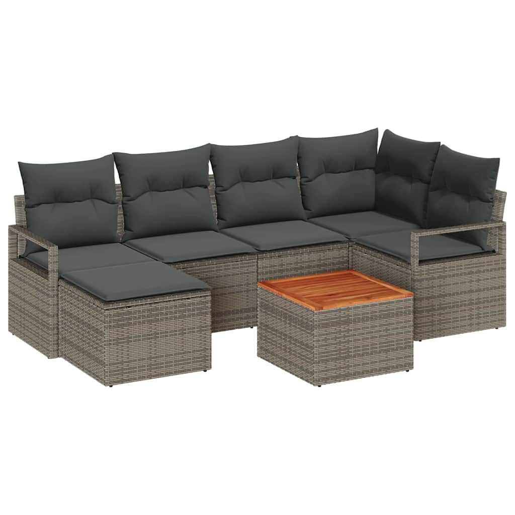 Set Divano da Giardino 7 pcs Grigio polyrattan | homemem39
