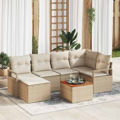 Set Divano da Giardino 7 pcs Beige e Crema polyrattan | homemem39