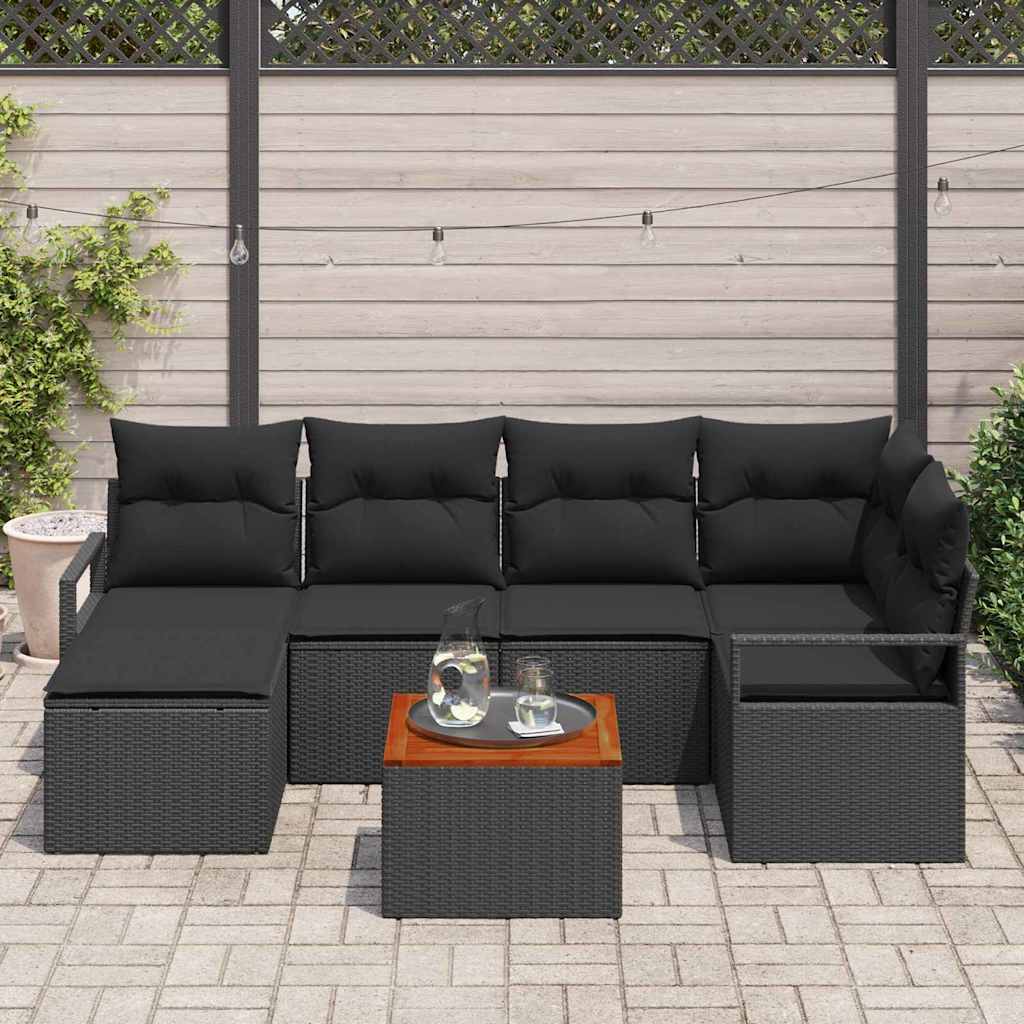 Set Divano da Giardino con archiviazione 7 pcs Nero polyrattan | homemem39
