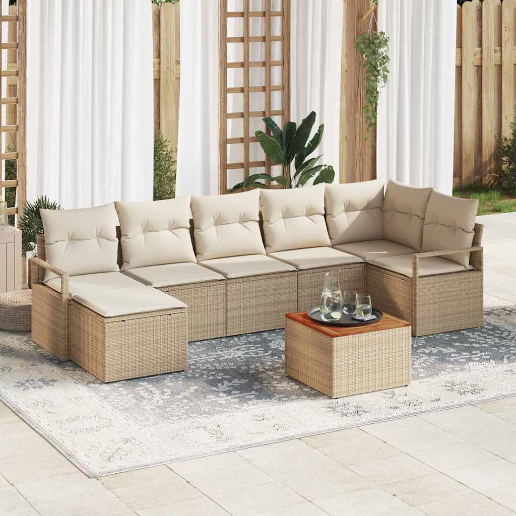Set Divano da Giardino 8 pcs Beige e Crema polyrattan | homemem39