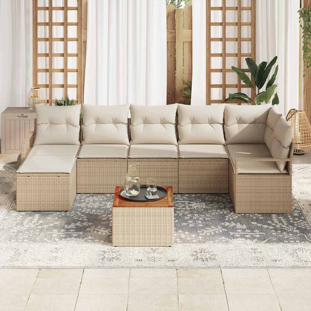 Set Divano da Giardino 8 pcs Beige e Crema polyrattan | homemem39