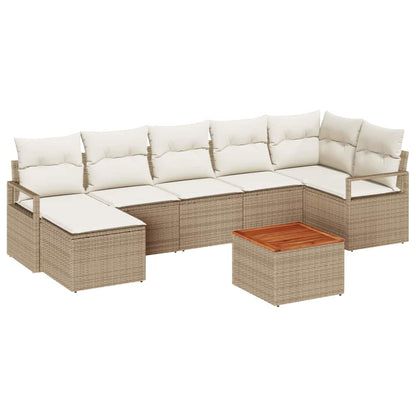 Set Divano da Giardino 8 pcs Beige e Crema polyrattan | homemem39