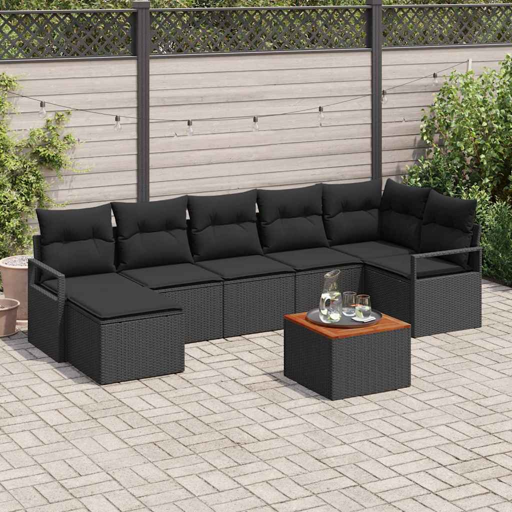 Set Divano da Giardino con archiviazione 8 pcs Nero polyrattan | homemem39