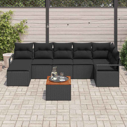 Set Divano da Giardino con archiviazione 8 pcs Nero polyrattan | homemem39