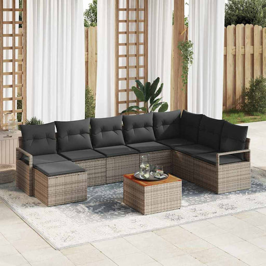 Set Divano da Giardino 9 pcs Grigio
