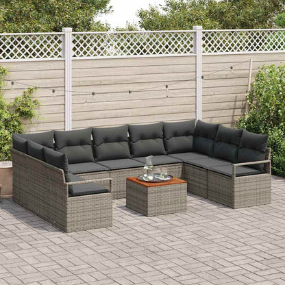 Set Divano da Giardino 10 pcs Grigio polyrattan | homemem39