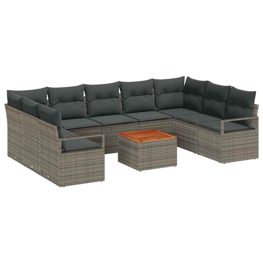 Set Divano da Giardino 10 pcs Grigio polyrattan | homemem39
