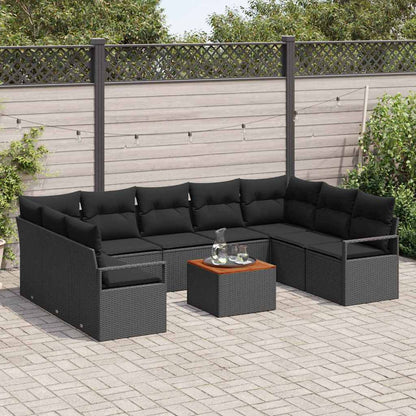 Set Divano da Giardino con archiviazione 10 pcs Nero polyrattan | homemem39