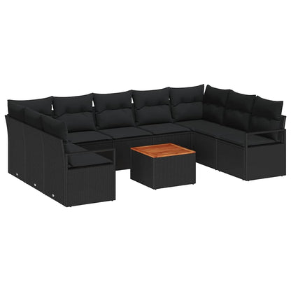 Set Divano da Giardino con archiviazione 10 pcs Nero polyrattan | homemem39