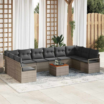 Set Divano da Giardino 11 pcs Grigio polyrattan | homemem39