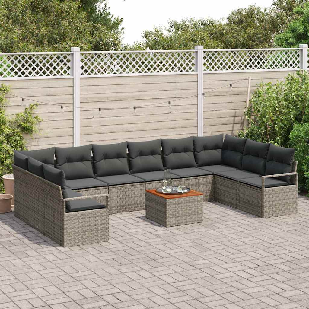 Set Divano da Giardino 11 pcs Grigio polyrattan | homemem39
