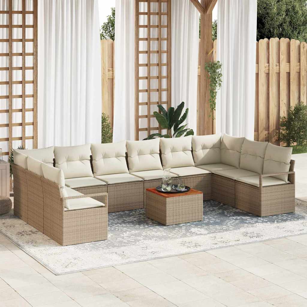 Set Divano da Giardino 11 pcs Beige e bianco