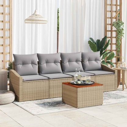 Set Divano da Giardino 5 pcs Beige e Grigio Chiaro polyrattan | homemem39