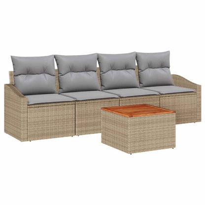 Set Divano da Giardino 5 pcs Beige e Grigio Chiaro polyrattan | homemem39
