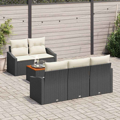 Set Divano da Giardino 6 pcs Nero e Crema polyrattan | homemem39