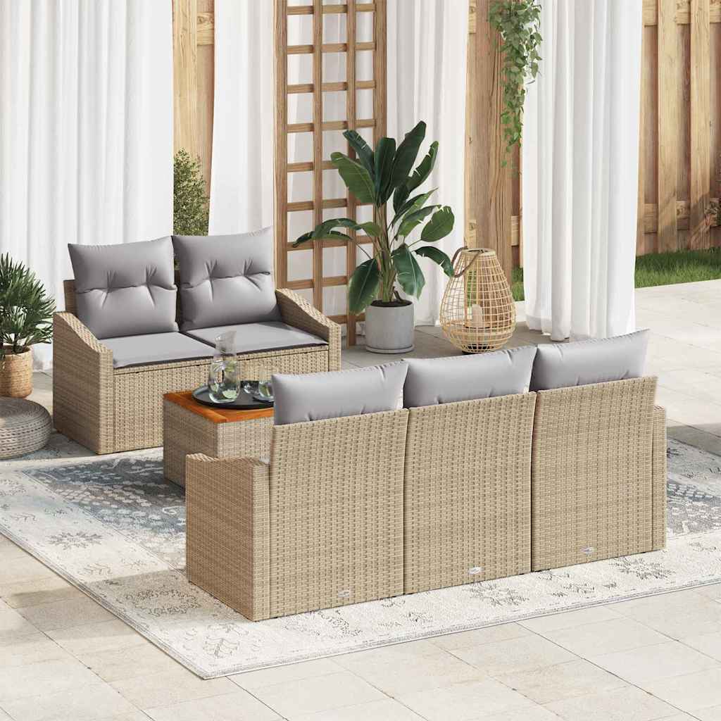Set Divano da Giardino 6 pcs Beige e Grigio Chiaro polyrattan | homemem39