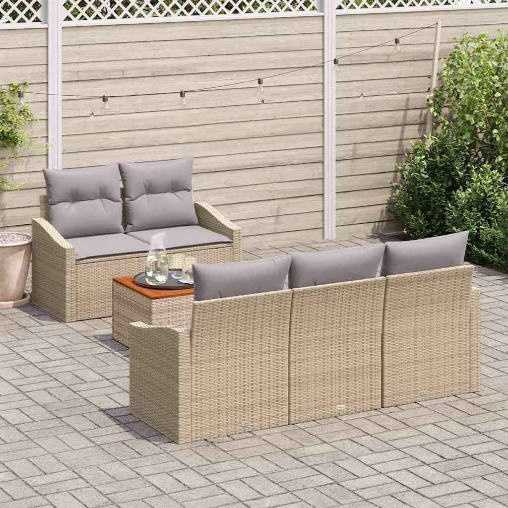 Set Divano da Giardino 6 pcs Beige e Grigio Chiaro polyrattan | homemem39