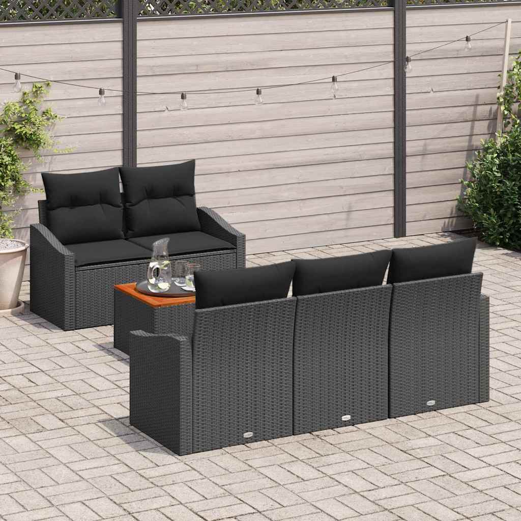 Set Divano da Giardino con archiviazione 6 pcs Nero polyrattan | homemem39