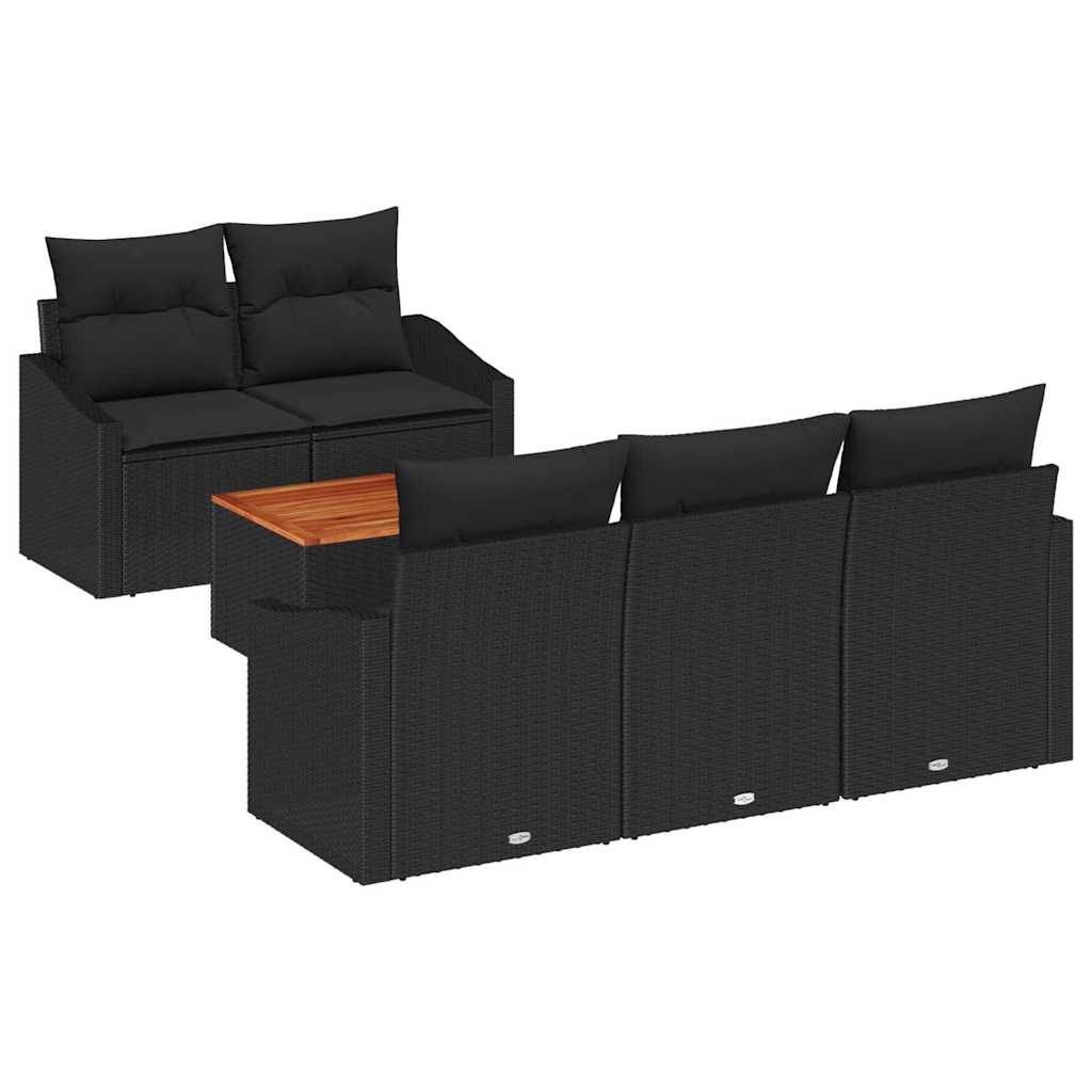 Set Divano da Giardino con archiviazione 6 pcs Nero polyrattan | homemem39