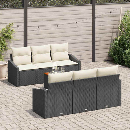 Set Divano da Giardino 7 pcs Nero e Crema polyrattan | homemem39