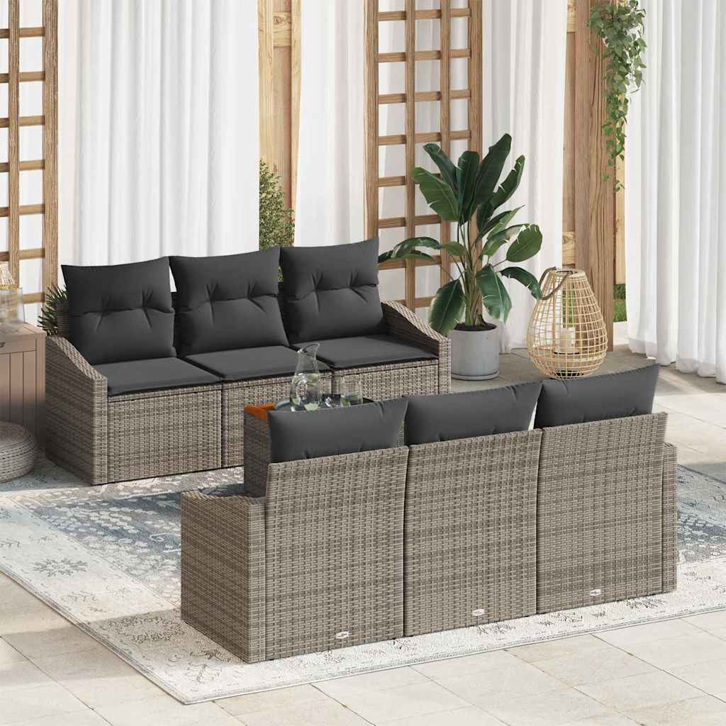 Set Divano da Giardino 7 pcs Grigio polyrattan | homemem39