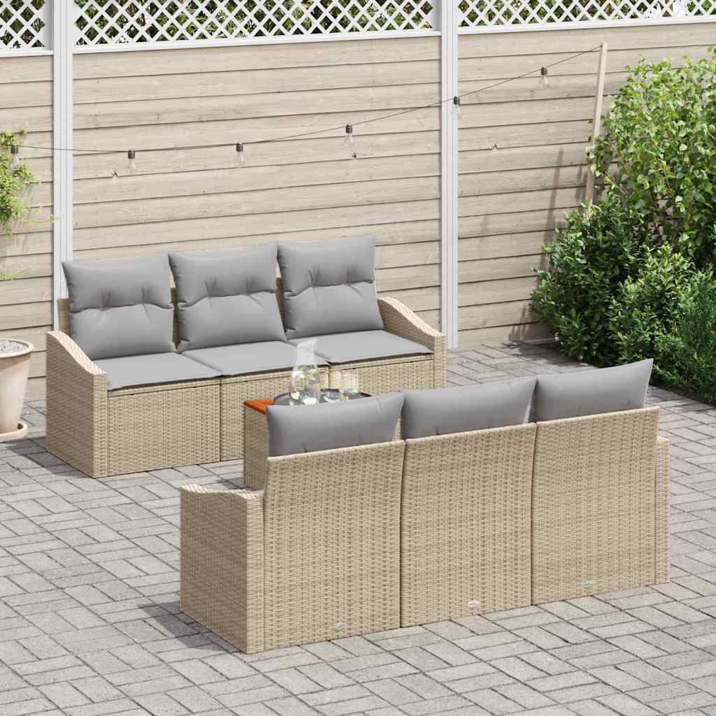 Set Divano da Giardino 7 pcs Beige e Grigio Chiaro polyrattan | homemem39