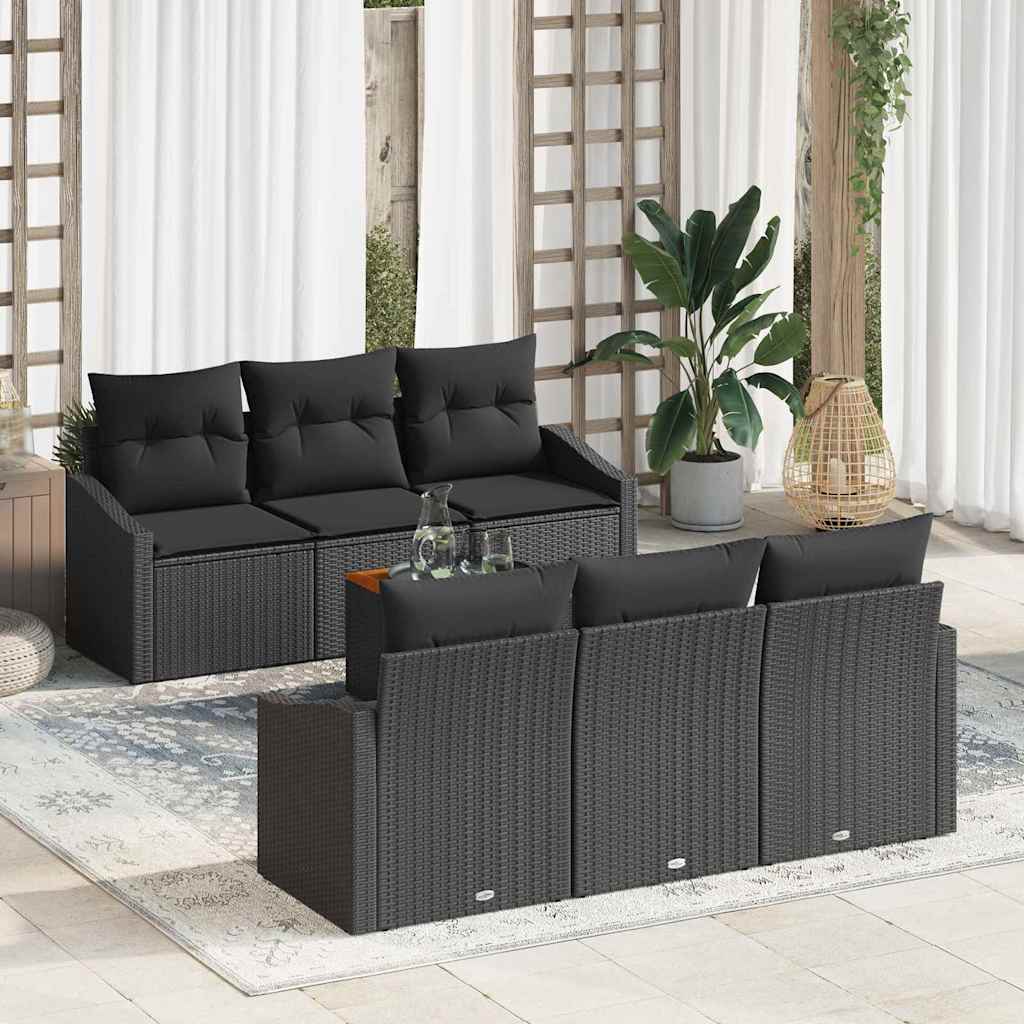 Set Divano da Giardino con archiviazione 7 pcs Nero polyrattan - homemem39