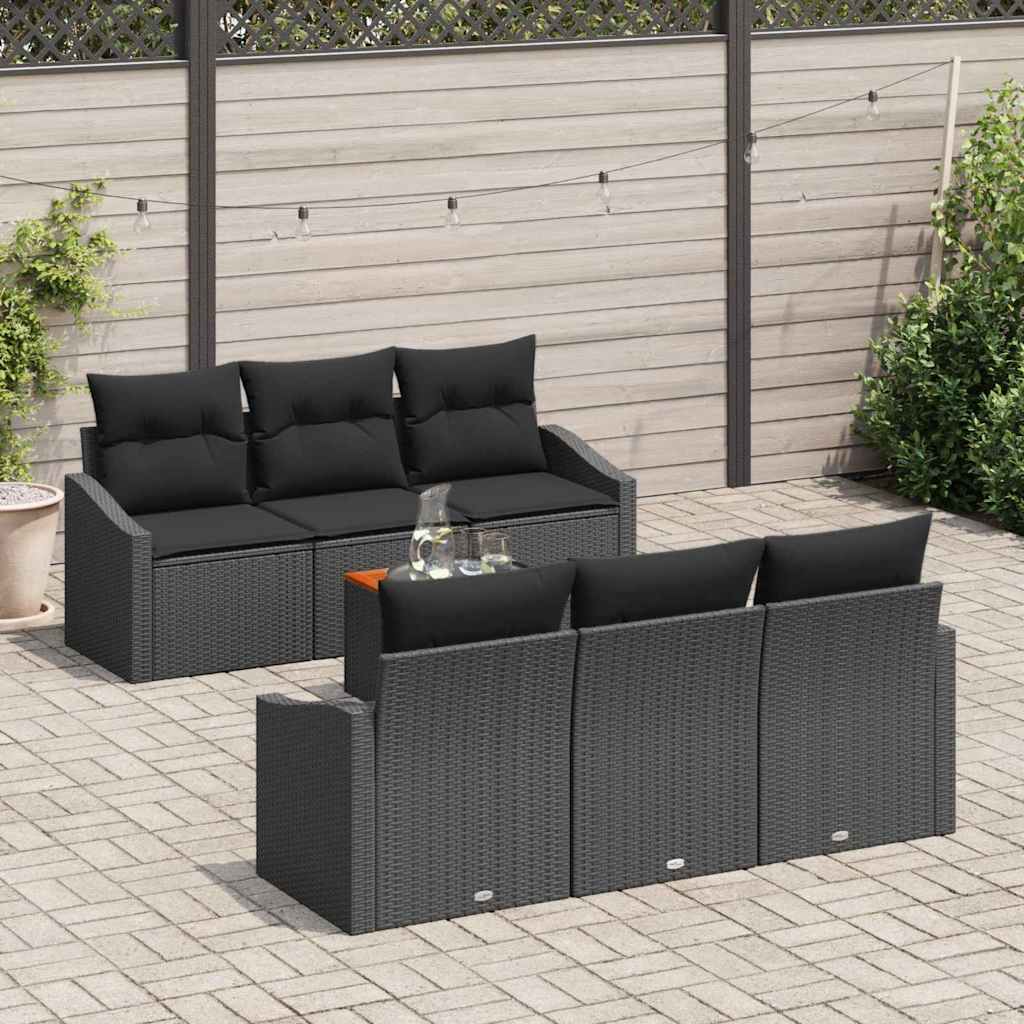 Set Divano da Giardino con archiviazione 7 pcs Nero polyrattan - homemem39
