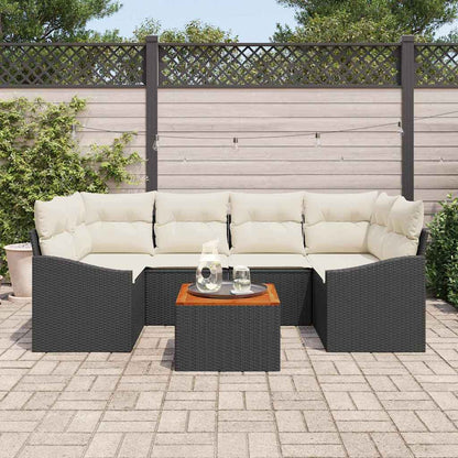 Set Divano da Giardino 7 pcs Nero e Crema polyrattan | homemem39