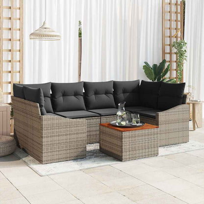 Set Divano da Giardino 7 pcs Grigio polyrattan