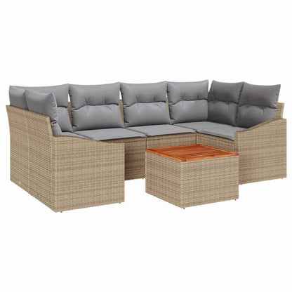 Set Divano da Giardino 7 pcs Beige e Grigio Chiaro polyrattan | homemem39