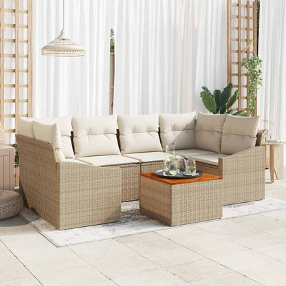 Set Divano da Giardino 7 pcs Beige e bianco