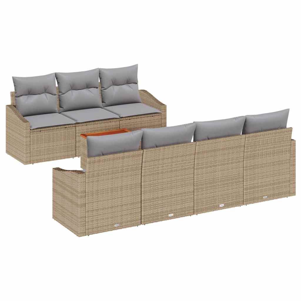 Set Divano da Giardino 8 pcs Beige e Grigio Chiaro polyrattan | homemem39