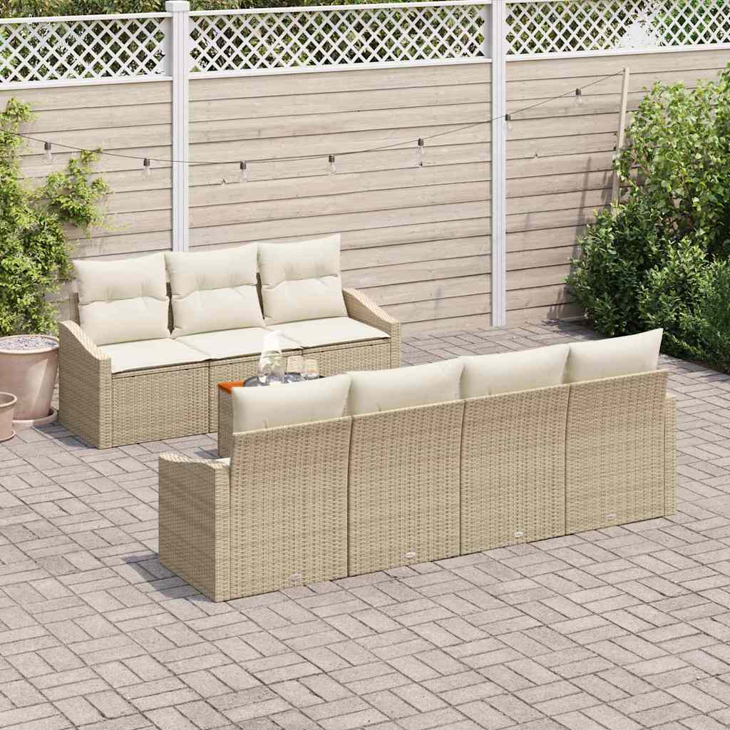 Set Divano da Giardino 8 pcs Beige e Crema polyrattan | homemem39