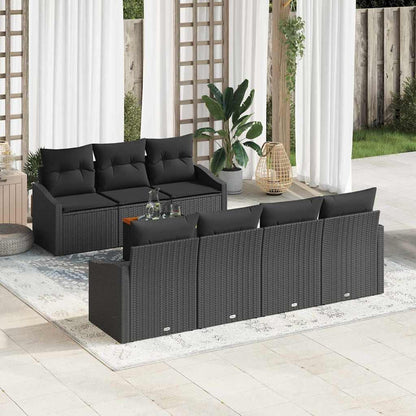 Set Divano da Giardino con archiviazione 8 pcs Nero polyrattan | homemem39