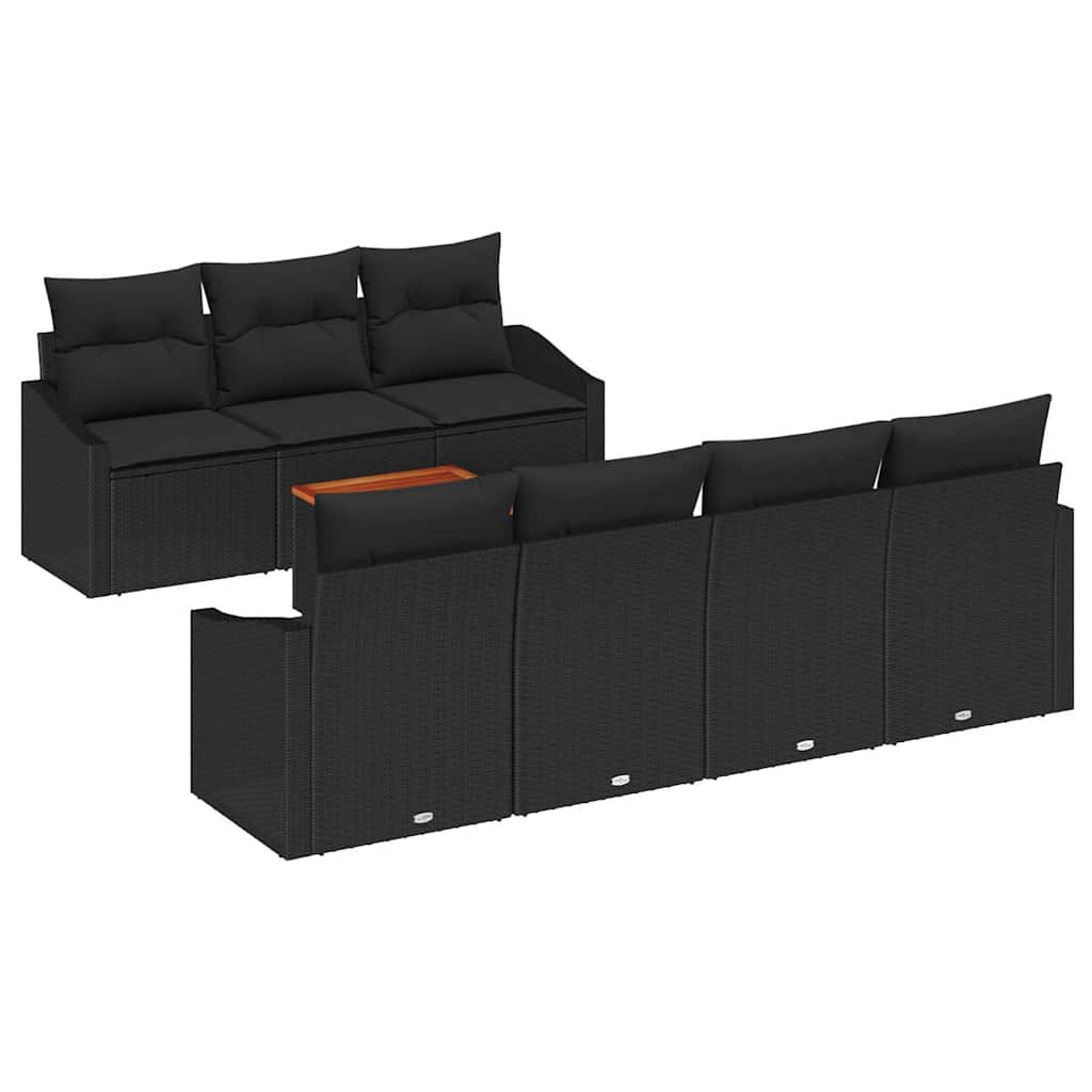 Set Divano da Giardino con archiviazione 8 pcs Nero polyrattan | homemem39