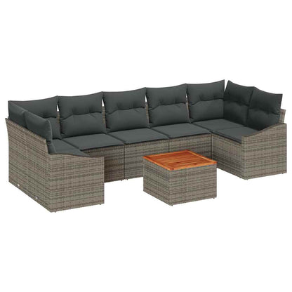Set Divano da Giardino 8 pcs Grigio polyrattan | homemem39