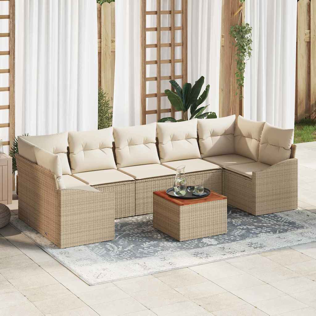 Set Divano da Giardino 8 pcs Beige e Crema polyrattan | homemem39